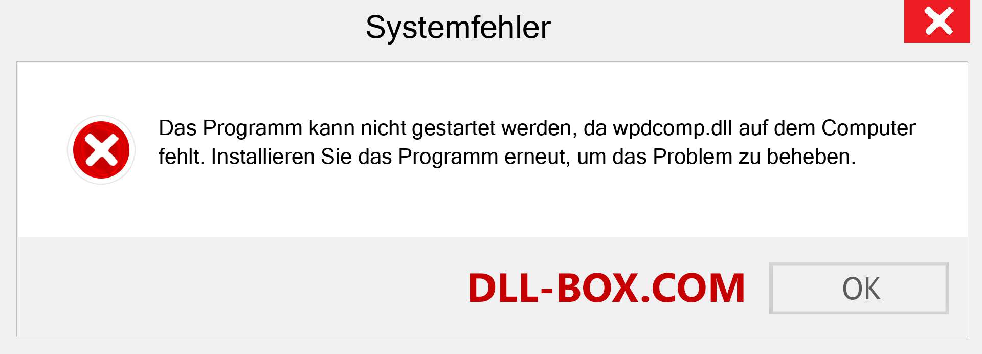 wpdcomp.dll-Datei fehlt?. Download für Windows 7, 8, 10 - Fix wpdcomp dll Missing Error unter Windows, Fotos, Bildern